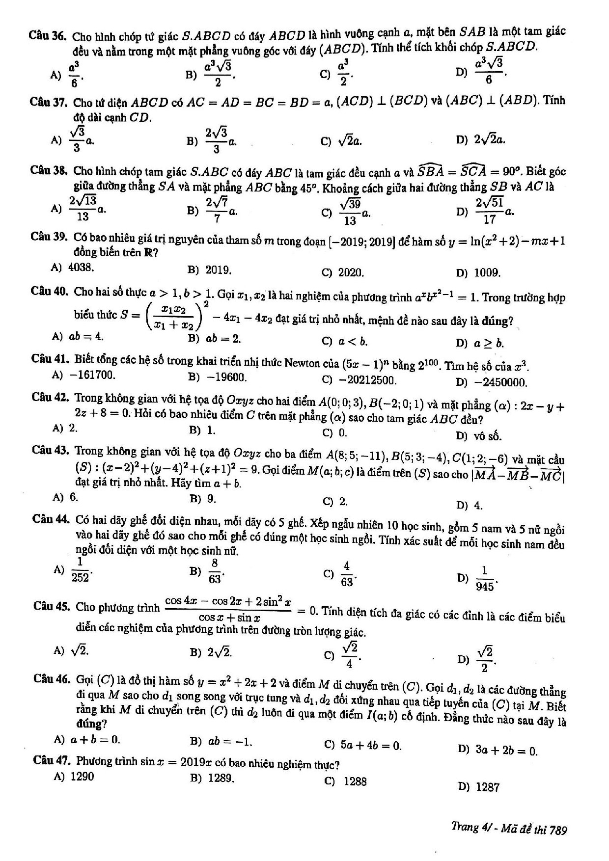 de thi thu thpt quoc gia 2019 mon toan thpt chuyen khoa hoc tu nhien