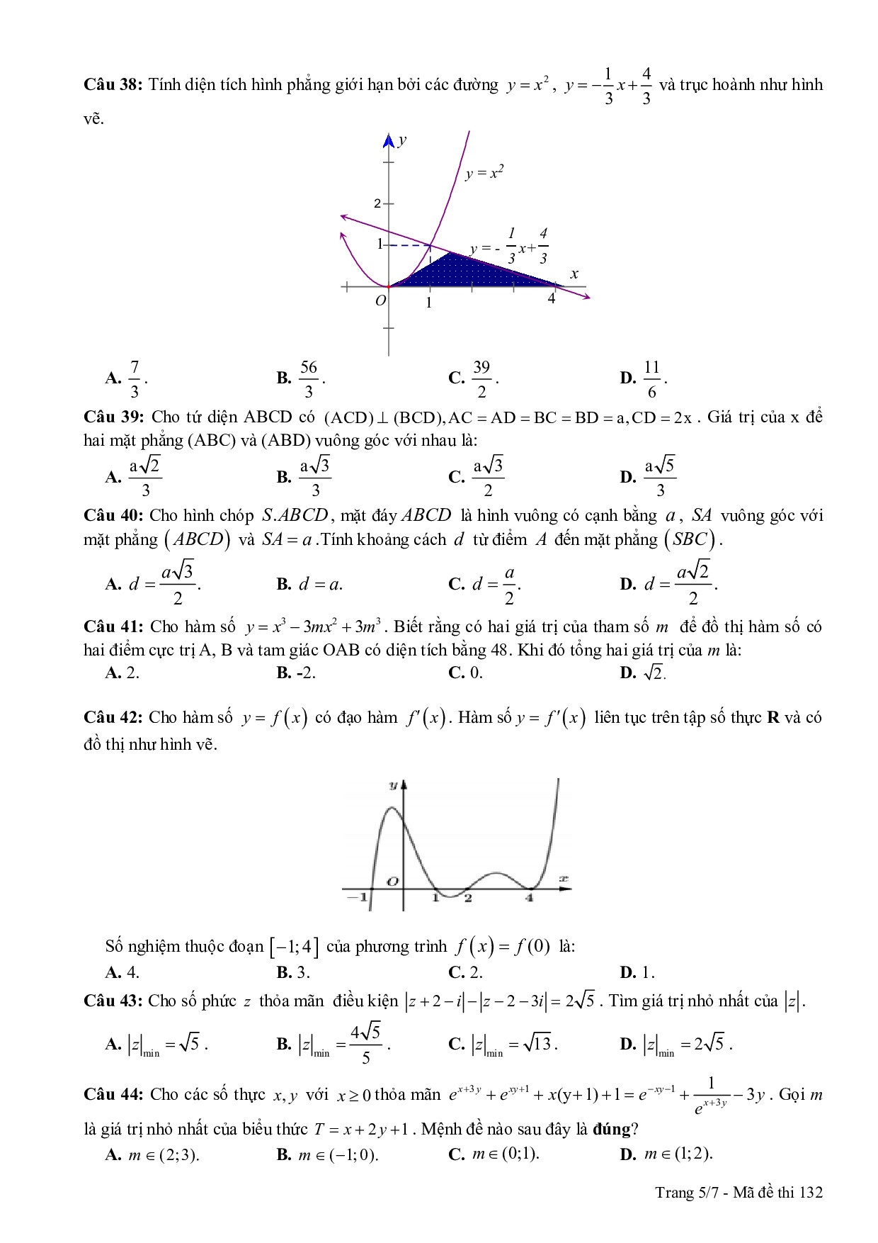 Đáp án đề thi thử THPT quốc gia 2019 môn Toán THPT chuyên Thái Bình dap an de thi thu thpt quoc gia 2019 mon toan thpt chuyen thai binh