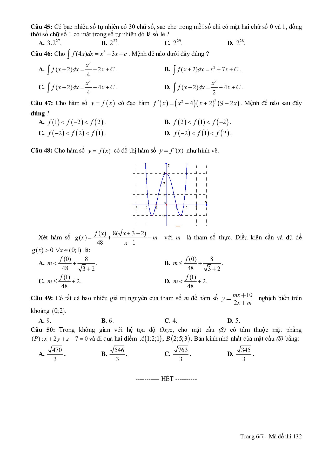 Đáp án đề thi thử THPT quốc gia 2019 môn Toán THPT chuyên Thái Bình dap an de thi thu thpt quoc gia 2019 mon toan thpt chuyen thai binh