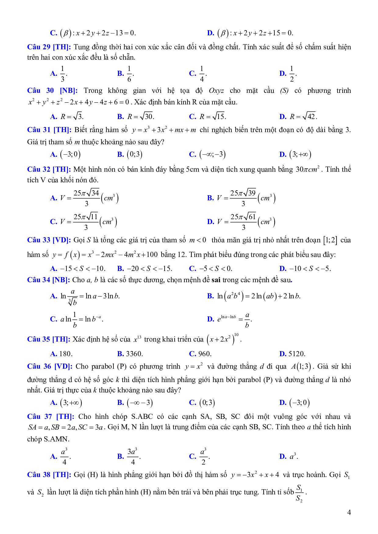 giai chi tiet de thi thu thpt quoc gia 2019 mon toan thpt chuyen quoc hoc hue