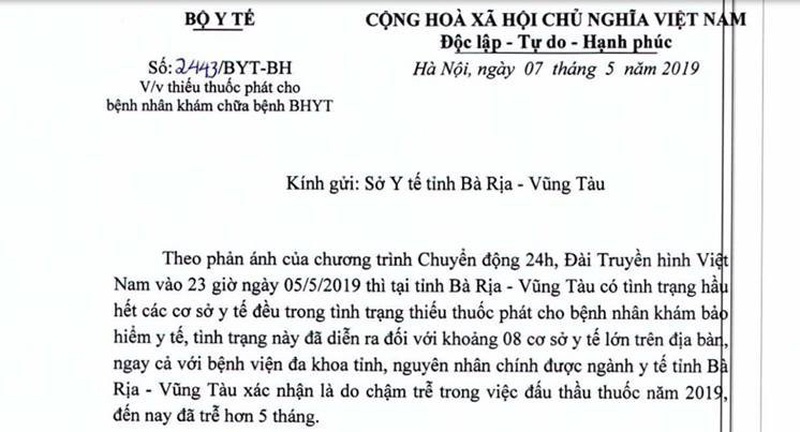 thieu thuoc phat cho benh nhan bao hiem y te bo y te len tieng