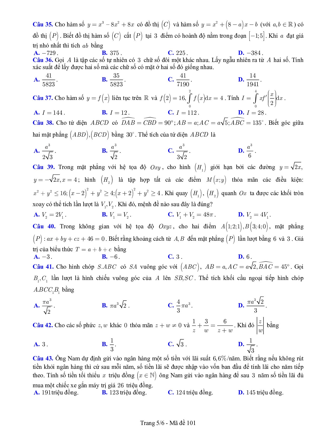 de thi thu thpt quoc gia 2019 mon toan co dap an chi tiet so gddt bac ninh