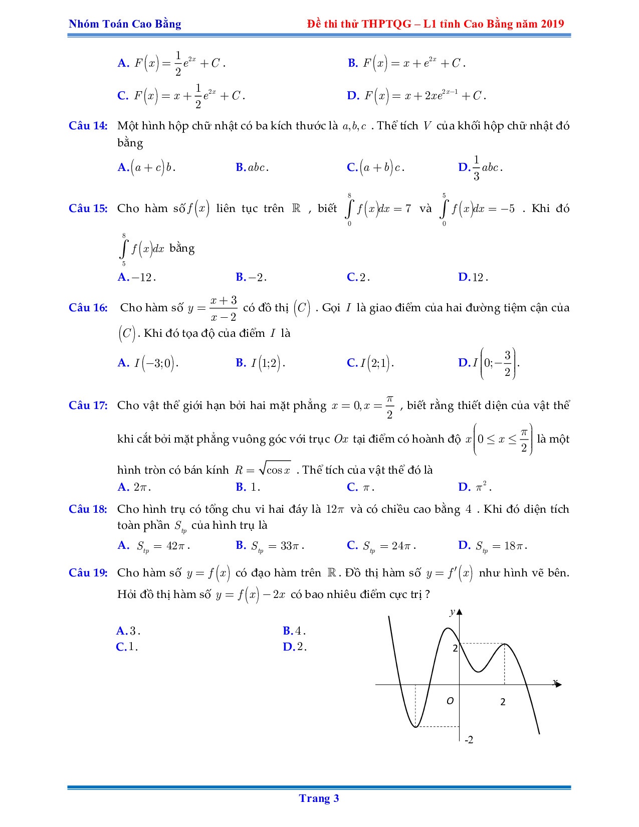 dap an de thi thu thpt quoc gia 2019 mon toan so gddt cao bang