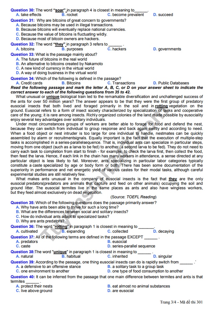 de thi thu thpt quoc gia 2019 mon tieng anh so gddt bac ninh