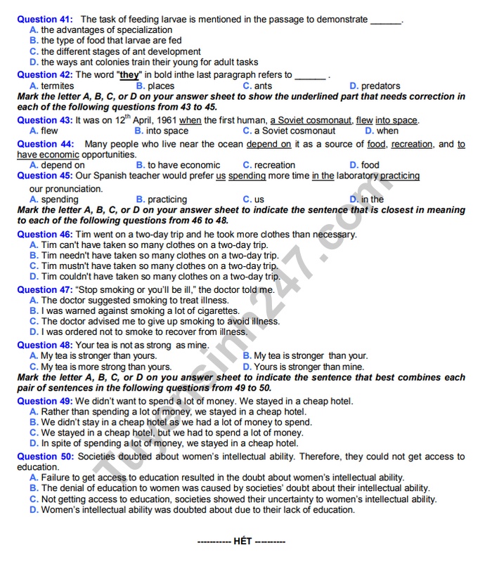 de thi thu thpt quoc gia 2019 mon tieng anh so gddt bac ninh