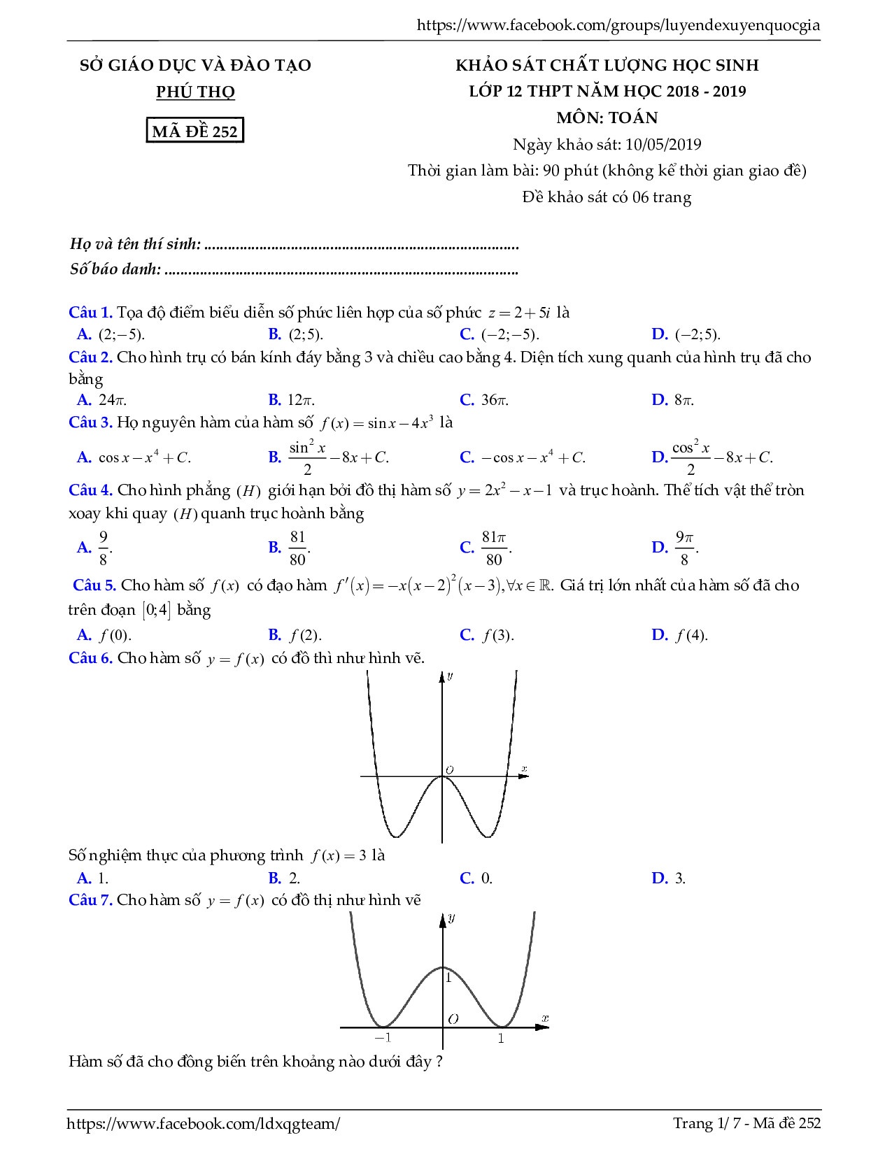 de thi thu thpt quoc gia 2019 mon toan co dap an so gddt phu tho