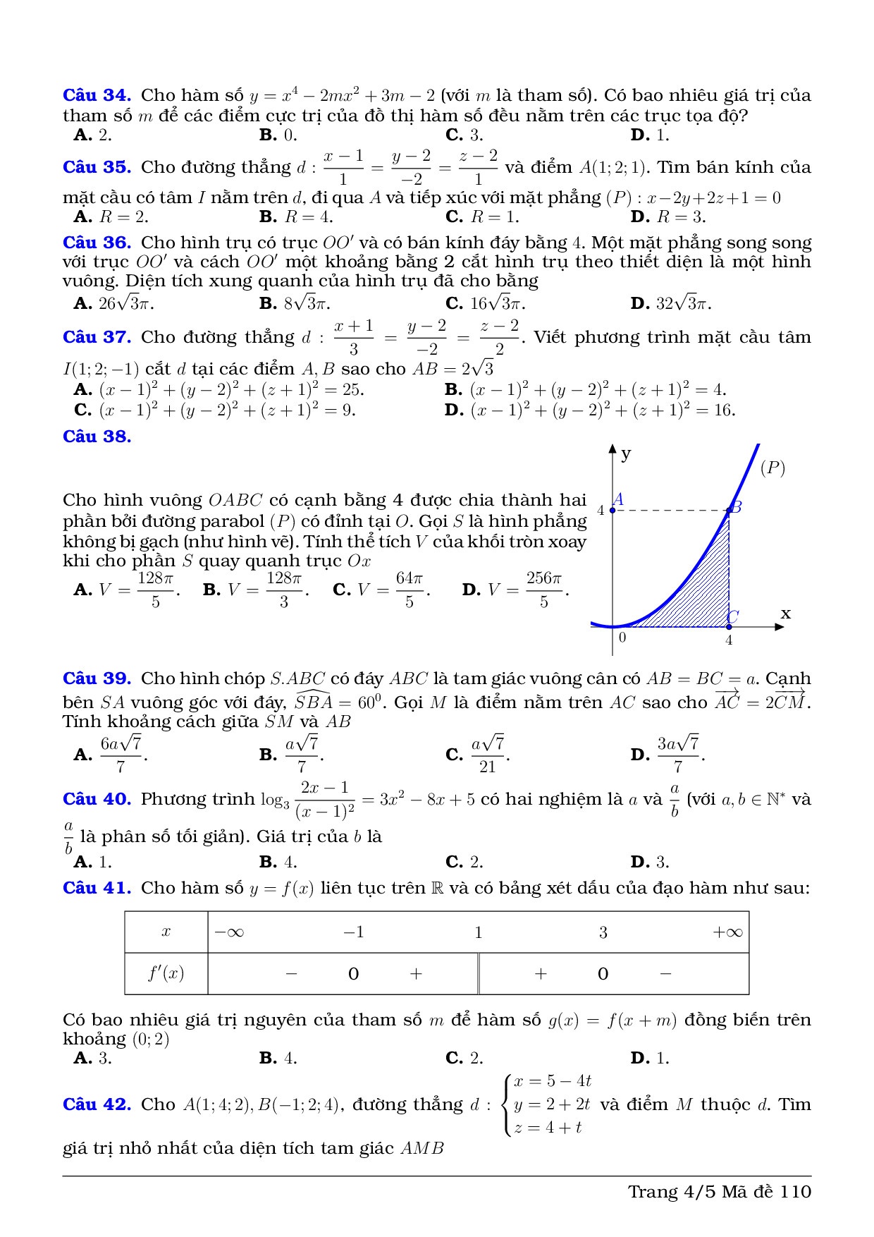 dap an de thi thu thpt quoc gia 2019 mon toan thpt luong the vinh ha noi