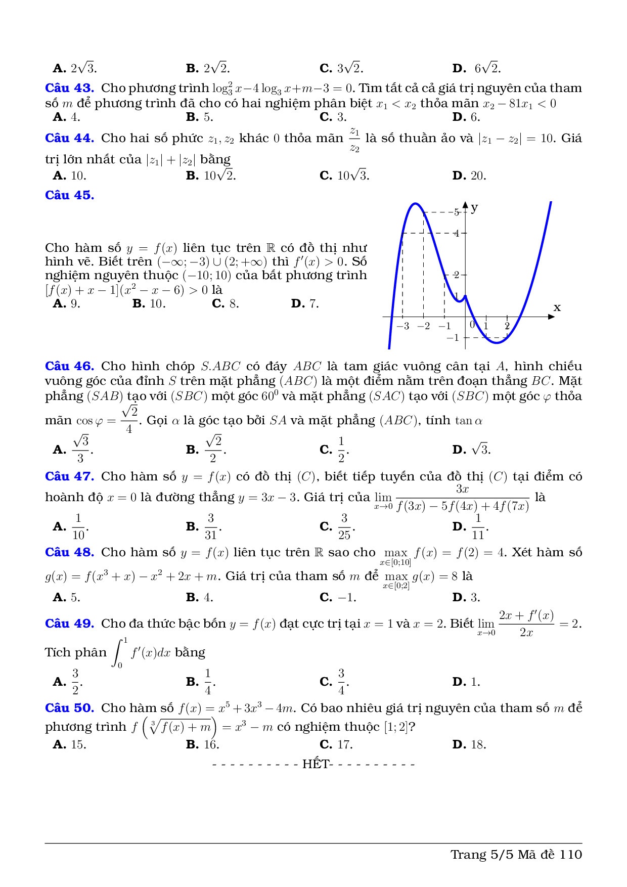 dap an de thi thu thpt quoc gia 2019 mon toan thpt luong the vinh ha noi