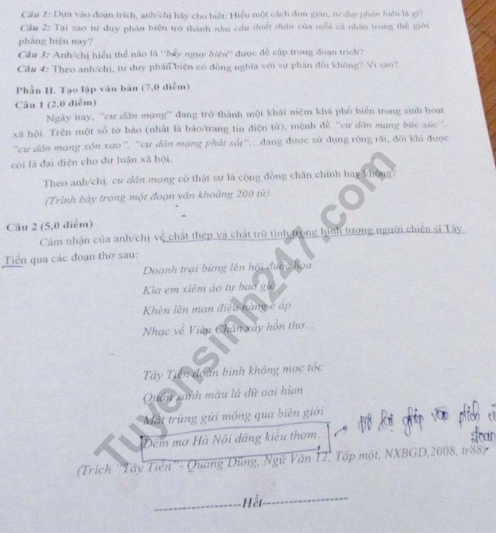 Đề thi thử THPT quốc gia 2019 môn Văn Sở GD&ĐT Ninh Bình de thi thu thpt quoc gia 2019 mon van so gddt ninh binh