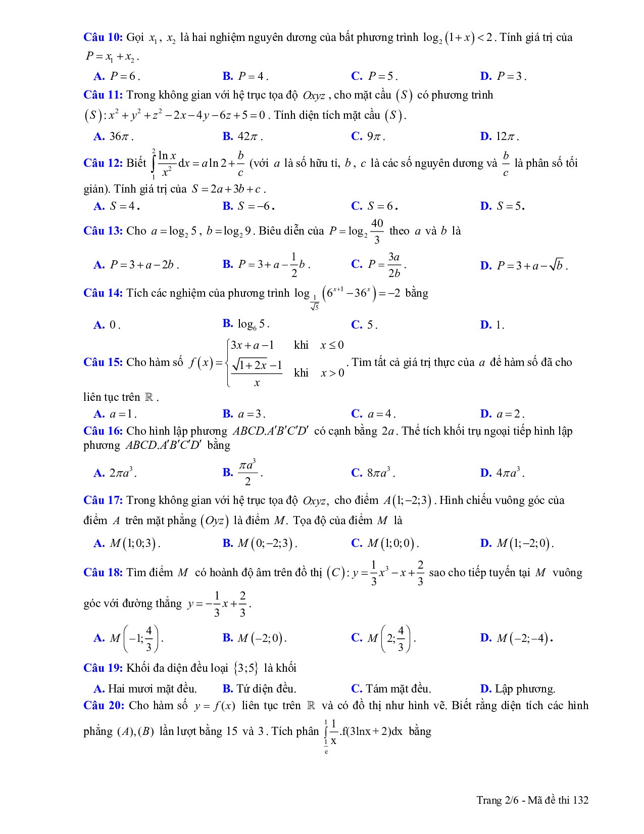 Đề thi thử THPT quốc gia 2019 môn Toán lần 5 THPT chuyên Thái Bình de thi thu thpt quoc gia 2019 mon toan lan 5 thpt chuyen thai binh