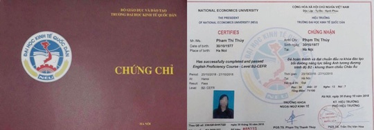 dh kinh te quoc dan cap chung chi ngoai ngu trai phep