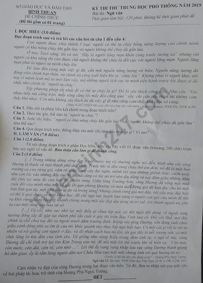 Đề thi thử THPT quốc gia 2019 môn Văn Sở GD&ĐT Bình Thuận de thi thu thpt quoc gia 2019 mon van so gddt binh thuan