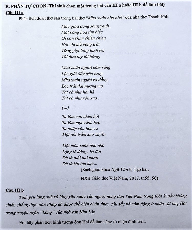 de thi vao lop 10 mon van truong thpt chuyen khoa hoc tu nhien