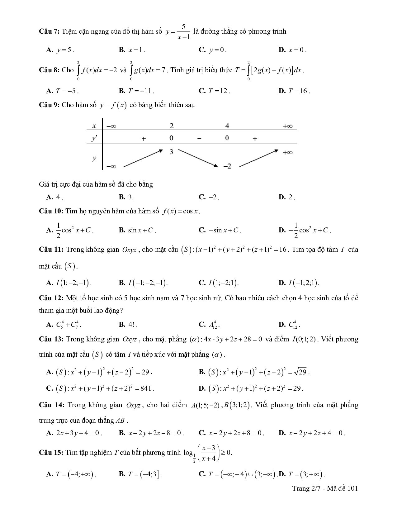 Đề thi thử THPT quốc gia 2019 môn Toán Sở GD&ĐT Cà Mau de thi thu thpt quoc gia 2019 mon toan so gddt ca mau