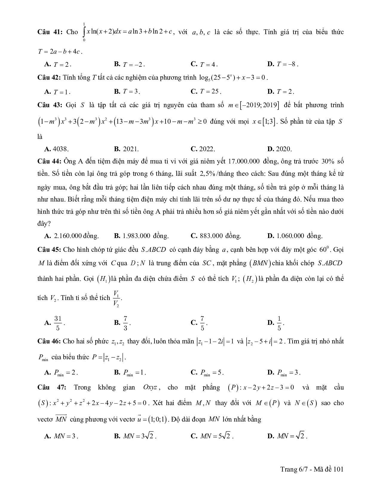 Đề thi thử THPT quốc gia 2019 môn Toán Sở GD&ĐT Cà Mau de thi thu thpt quoc gia 2019 mon toan so gddt ca mau