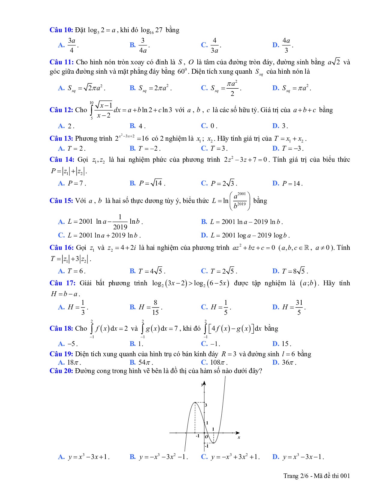 de thi thu thpt quoc gia 2019 mon toan co dap an thpt chuyen tran phu