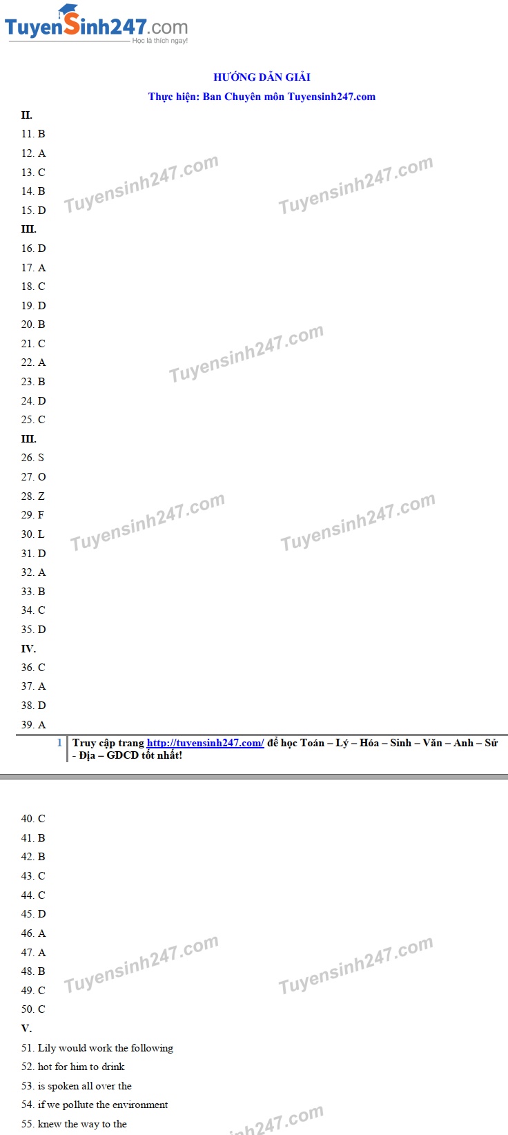 Gợi ý đáp án đề thi vào lớp 10 môn Tiếng Anh Sở GD&ĐT Bình Dương 2019 goi y dap an de thi vao lop 10 mon tieng anh so gddt binh duong 2019
