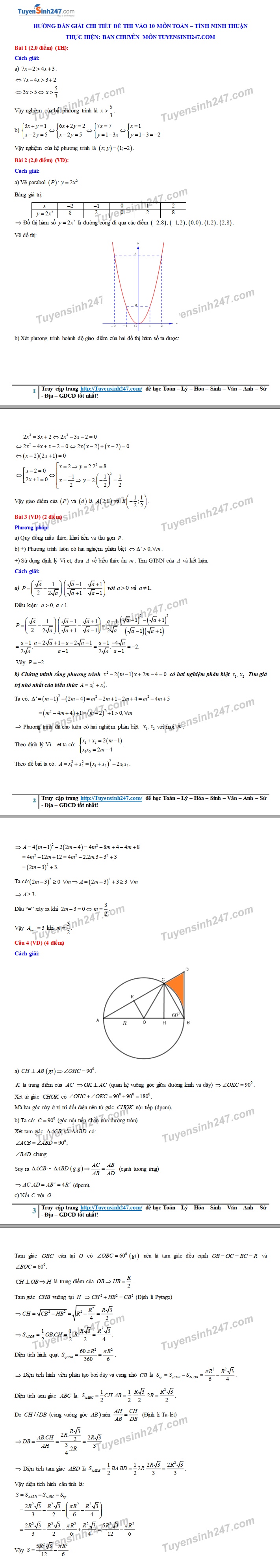 Gợi ý đáp án đề thi vào lớp 10 môn Toán Sở GD&ĐT Ninh Thuận 2019 goi y dap an de thi vao lop 10 mon toan so gddt ninh thuan 2019