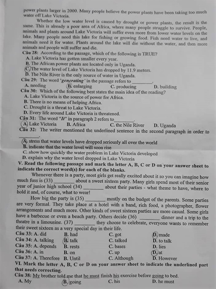 Gợi ý đáp án đề thi vào lớp 10 môn Tiếng Anh Sở GD&ĐT Tây Ninh 2019 goi y dap an de thi vao lop 10 mon tieng anh so gddt tay ninh 2019