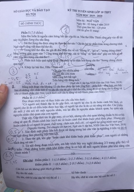 de tuyen sinh lop 10 mon van ha noi moi bat ngo va phan loai duoc thi sinh