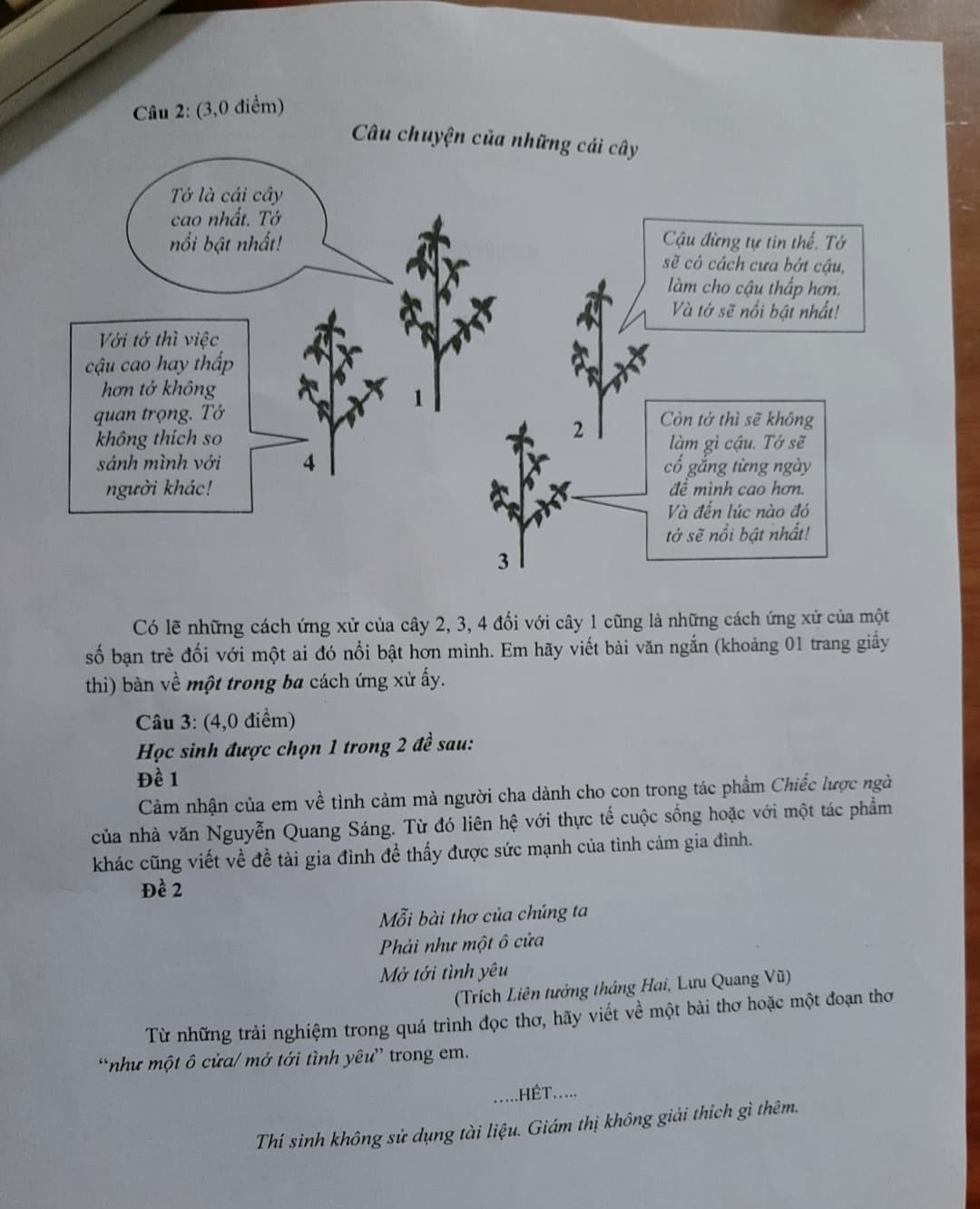 de thi tuyen sinh lop 10 mon van tphcm de mo huong toi ung xu dep trong xa hoi