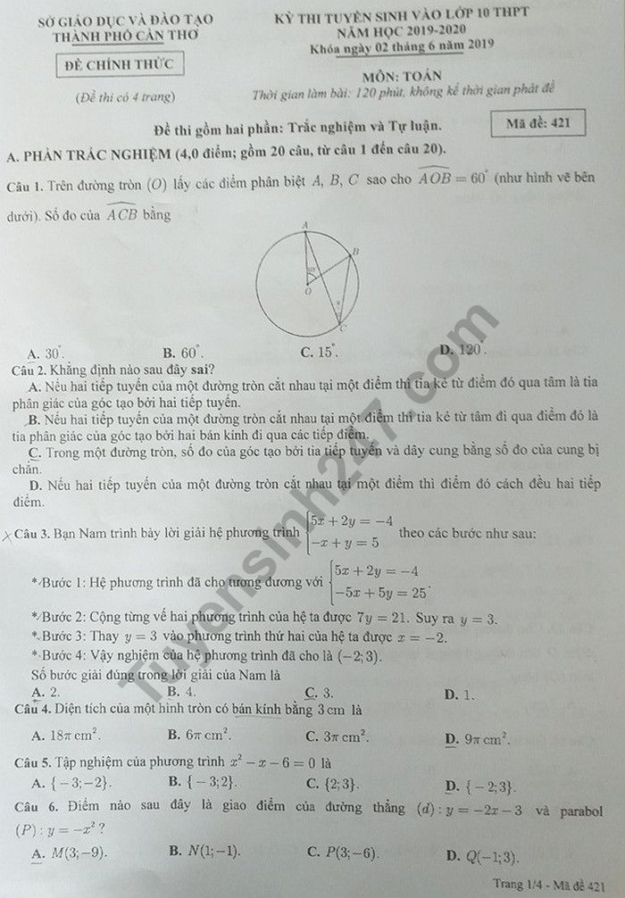 goi y dap an de thi tuyen sinh lop 10 mon toan so gddt can tho 2019