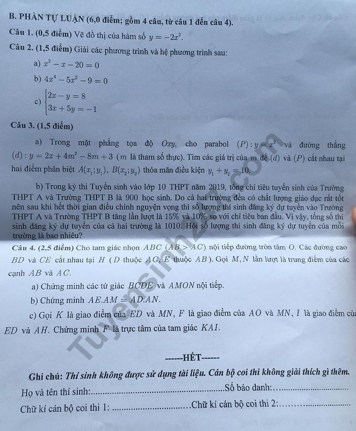 goi y dap an de thi tuyen sinh lop 10 mon toan so gddt can tho 2019