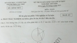 Gợi ý đáp án đề thi tuyển sinh lớp 10 môn Toán Sở GD&ĐT Cần Thơ 2019