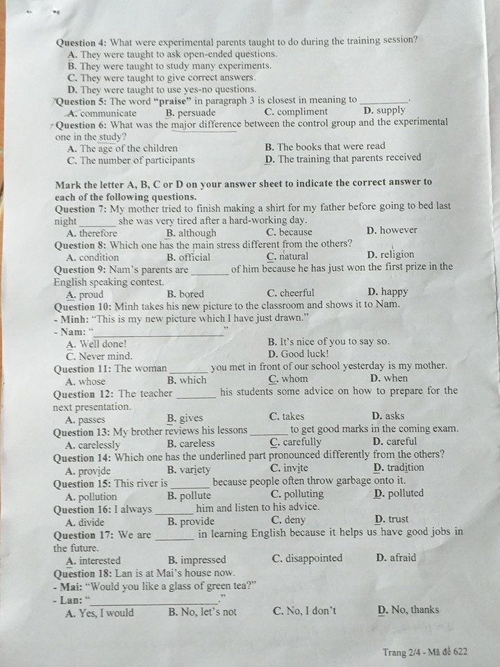 goi y dap an de thi tuyen sinh lop 10 mon tieng anh so gddt can tho 2019
