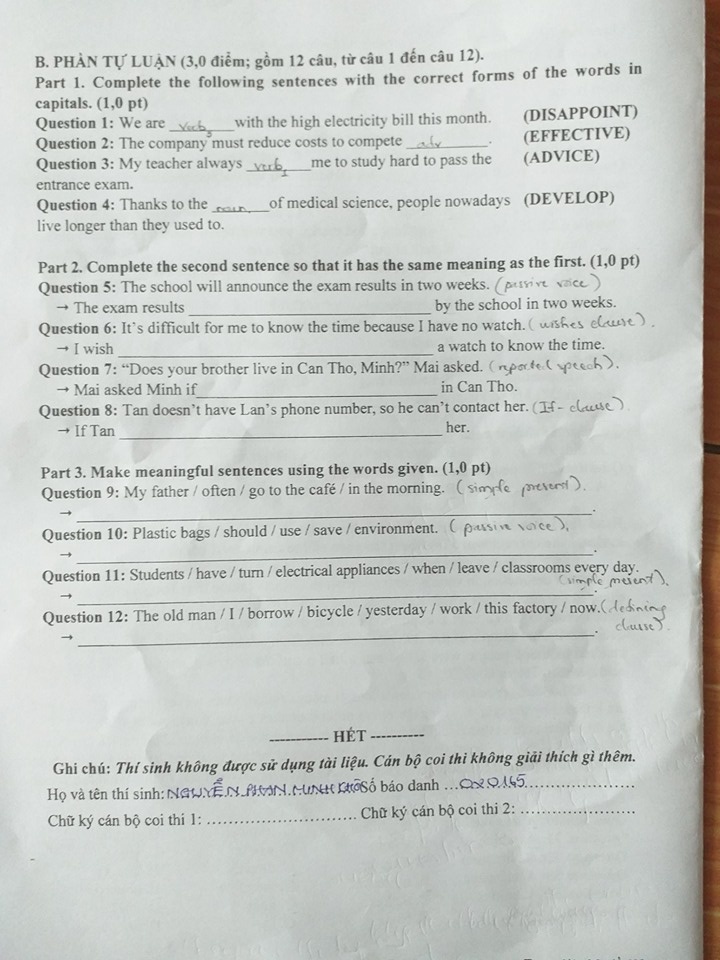 goi y dap an de thi tuyen sinh lop 10 mon tieng anh so gddt can tho 2019