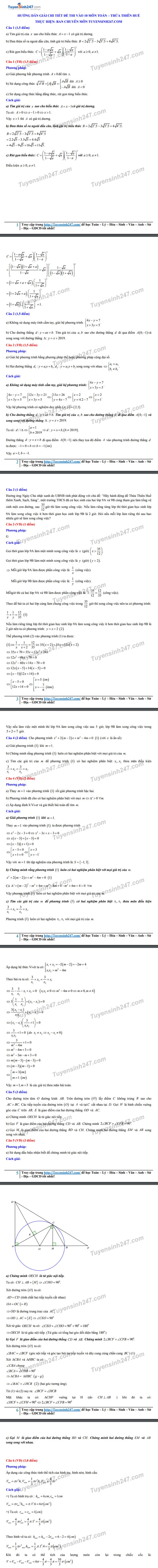 goi y dap an de thi tuyen sinh lop 10 mon toan so gddt thua thien hue 2019