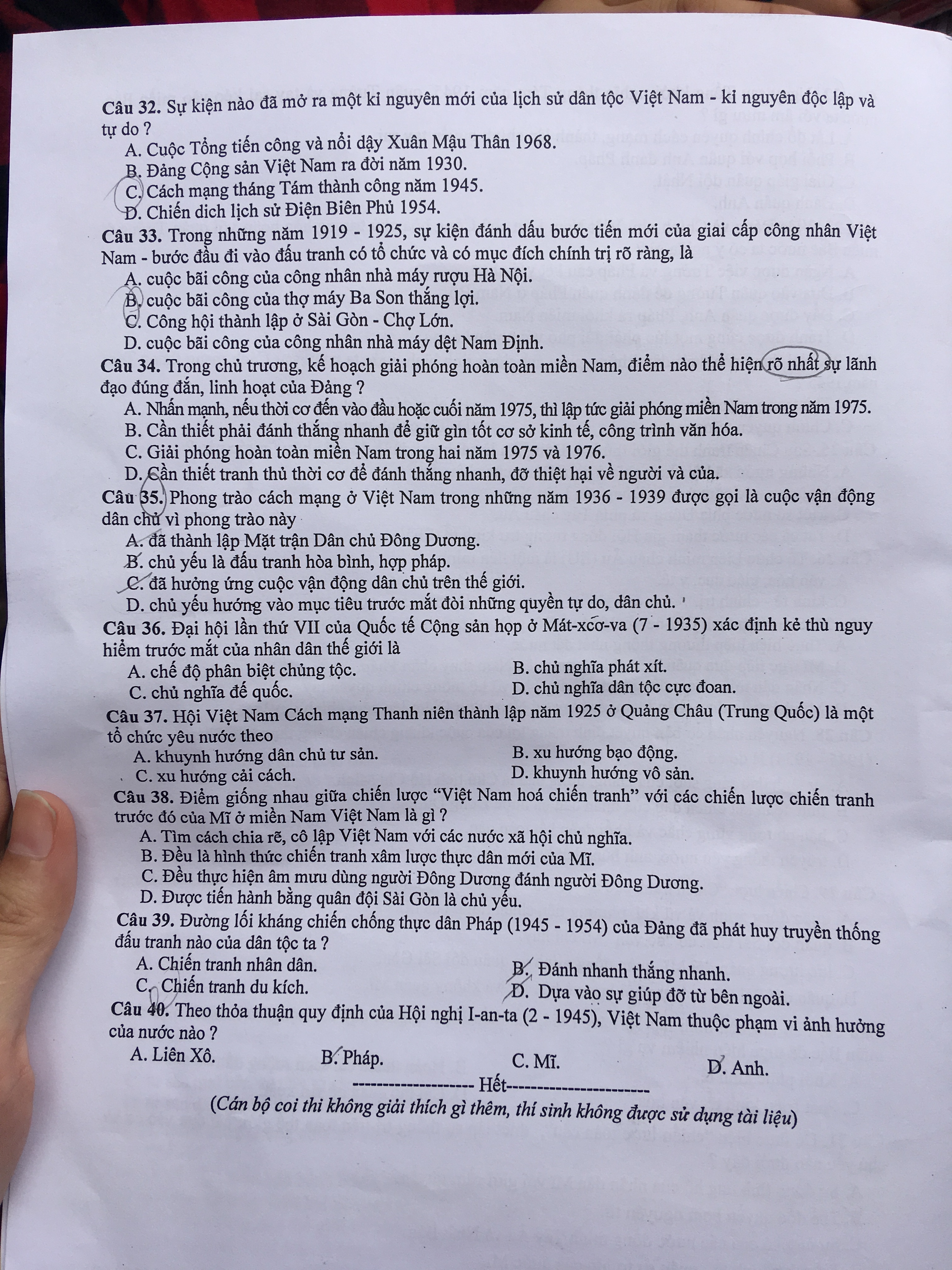 goi y dap an thi tuyen sinh lop 10 mon su so gddt ha noi nam 2019