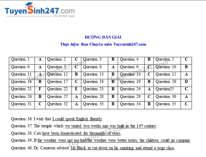 goi y dap an de thi tuyen sinh lop 10 mon tieng anh so gddt hai duong 2019