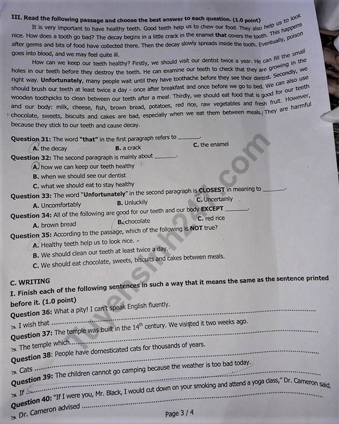 goi y dap an de thi tuyen sinh lop 10 mon tieng anh so gddt hai duong 2019