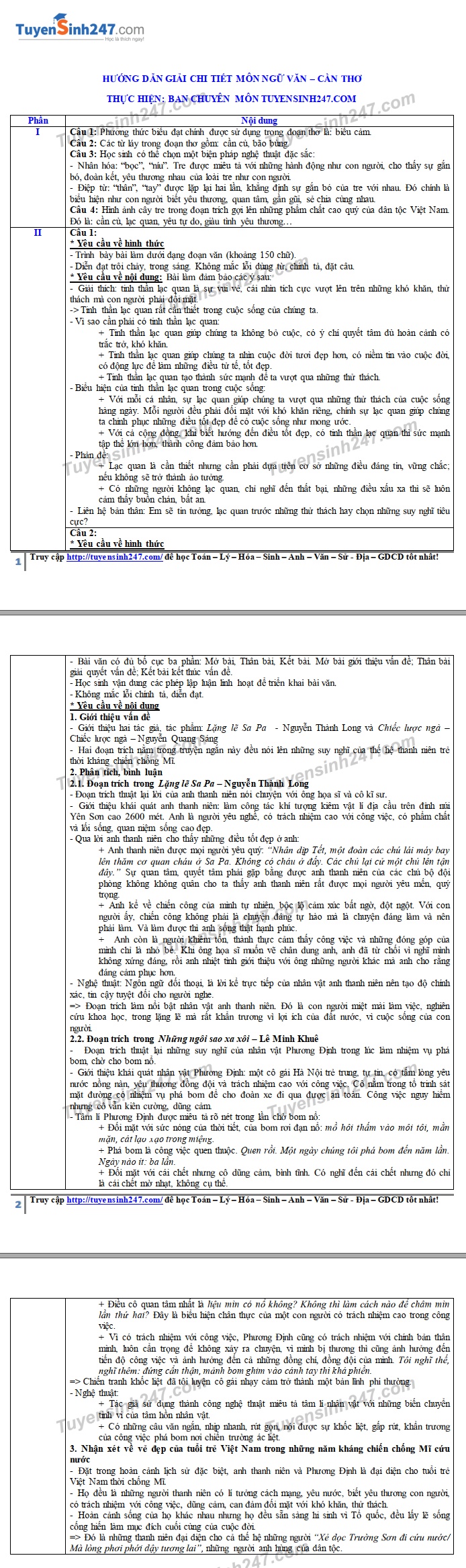Gợi ý đáp án đề thi tuyển sinh lớp 10 môn Văn Sở GD&ĐT Cần Thơ 2019 goi y dap an de thi tuyen sinh lop 10 mon van so gddt can tho 2019