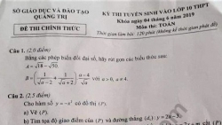 Gợi ý đáp án đề thi tuyển sinh lớp 10 môn Toán Sở GD&ĐT Quảng Trị 2019