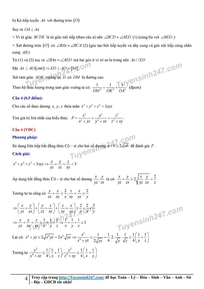 Gợi ý đáp án đề thi tuyển sinh lớp 10 môn Toán Sở GD&ĐT Hưng Yên năm 2019 goi y dap an de thi tuyen sinh lop 10 mon toan so gddt hung yen nam 2019