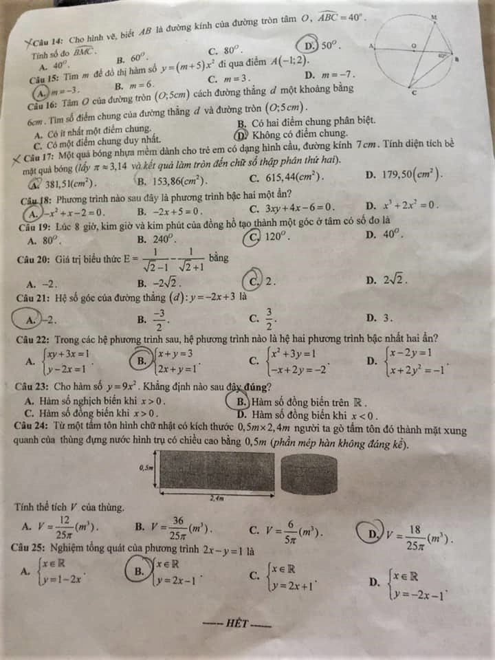 Gợi ý đáp án đề thi tuyển sinh lớp 10 môn Toán Sở GD&ĐT Hưng Yên năm 2019 goi y dap an de thi tuyen sinh lop 10 mon toan so gddt hung yen nam 2019