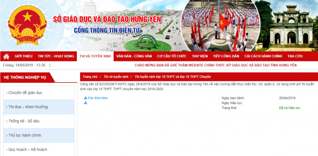 tra cuu diem thi tuyen sinh lop 10 hung yen nam 2019