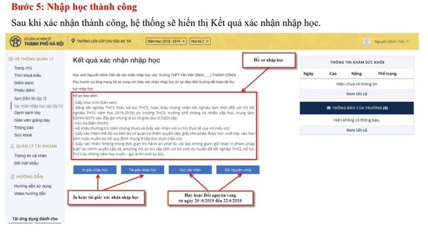 ha noi cach dang ky thu tuc nhap hoc vao lop 10