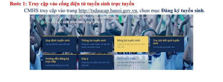 huong dan dang ky tuyen sinh truc tuyen vao mam non lop 1 va lop 6