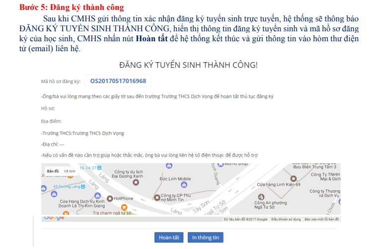 huong dan dang ky tuyen sinh truc tuyen vao mam non lop 1 va lop 6