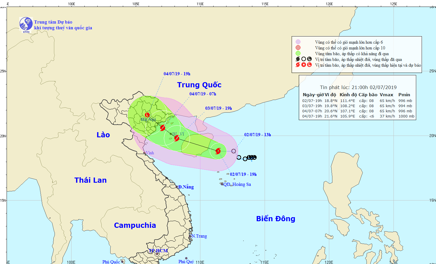 tin bao so 2 co kha nang vao dat lien tu quang ninh den nam dinh