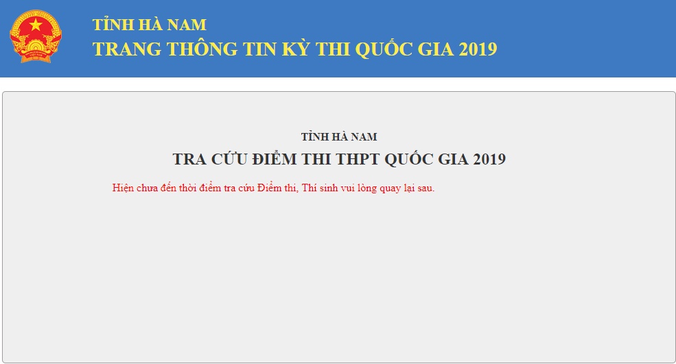 tra cuu diem thi thpt quoc gia 2019 o ha nam