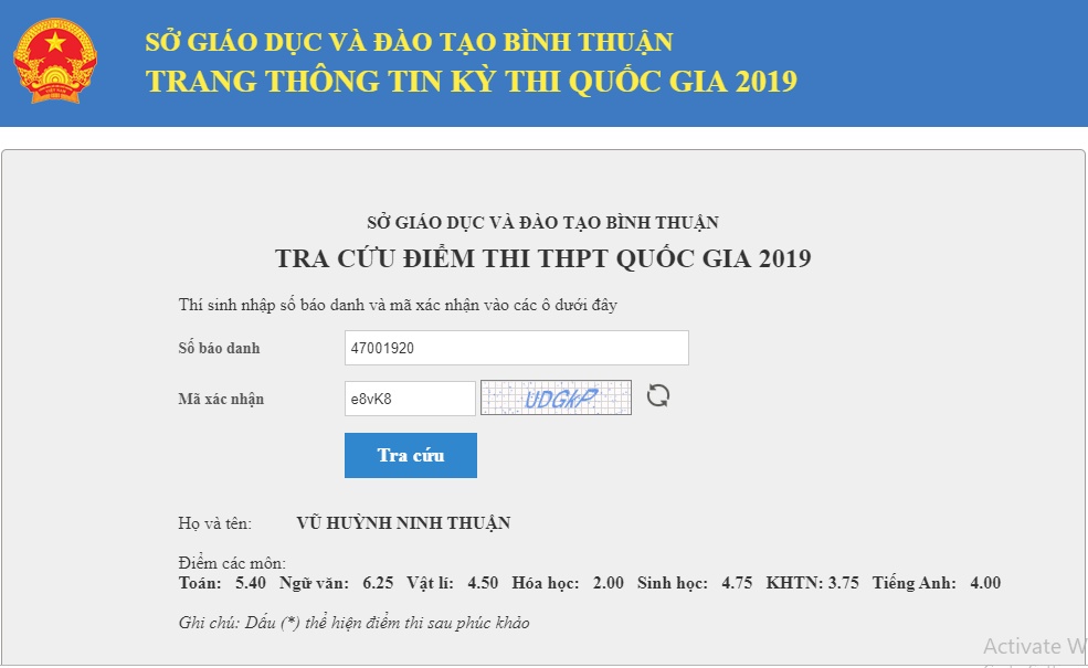 thuc hu binh thuan da tra cuu duoc diem thi thpt quoc gia 2019