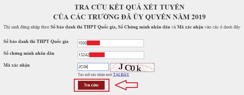 cach tra cuu danh sach thi sinh trung tuyen dai hoc nam 2019