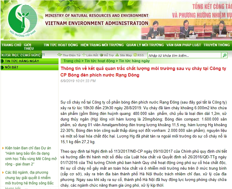 sau go thong tin vu chay rang dong tong cuc moi truong am tham sua ket qua