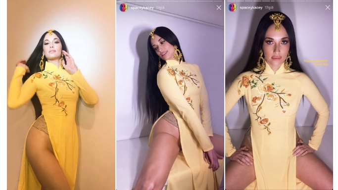 mac ao dai khong quan ca sy nguoi my bi nem da du doi