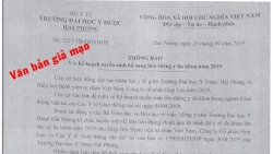 Văn bản giả mạo Đại học Y dược Hải Phòng xét tuyển bổ sung năm 2019