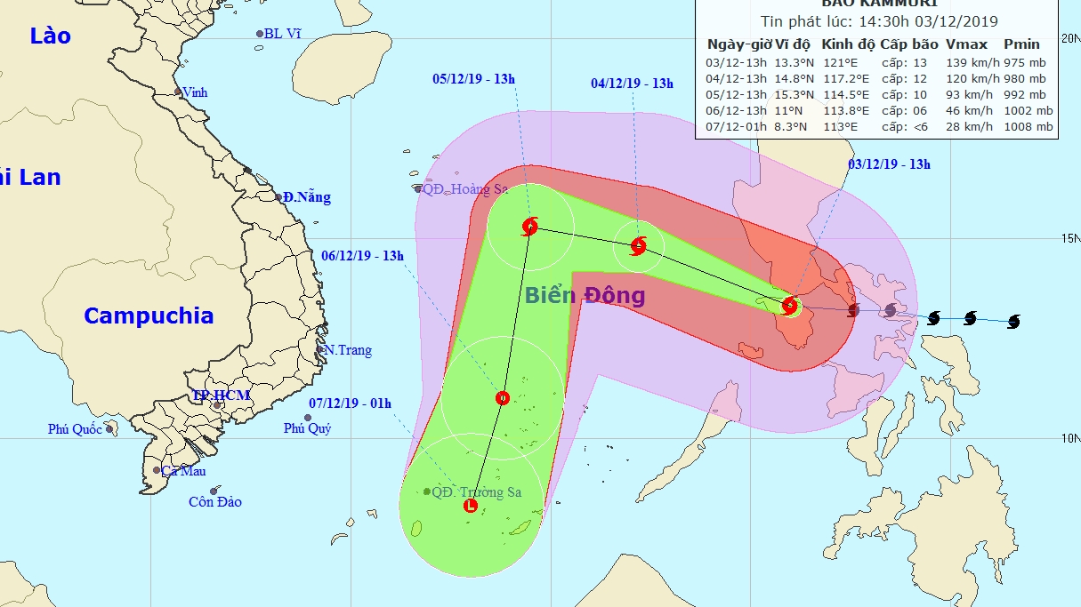 Bão Kammuri giật cấp 16, chiều 4/12 mới rời Philippines